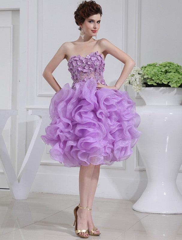 A-Line/Princess Beading Sweetheart Katie Sleeveless Short Organza Homecoming Dresses Cocktail Dresses