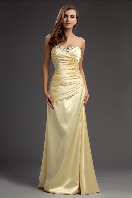 Sheath/Column Sleeveless Sweetheart Long Taffeta Dresses