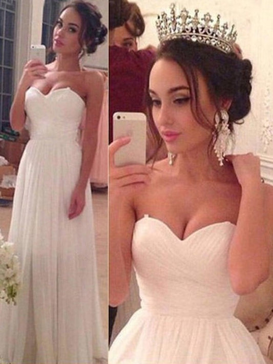 Sweetheart A-Line/Princess Ruffles Chiffon Sleeveless Floor-Length Wedding Dresses