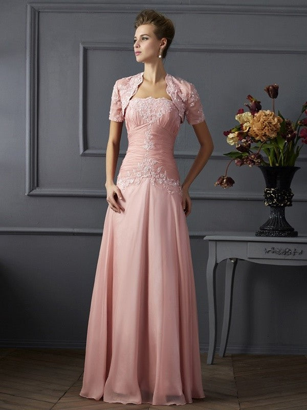 Sleeveless Sweetheart Mother A-Line/Princess of Chiffon Applique Long the Bride Dresses