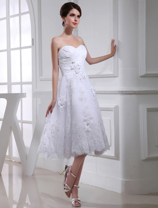 Sweetheart Beading Sleeveless Organza A-Line/Princess Applique Taffeta Wedding Dresses