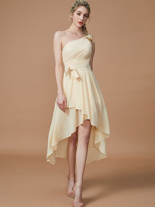 Layers Sleeveless One-Shoulder A-Line/Princess Asymmetrical Chiffon Bridesmaid Dresses