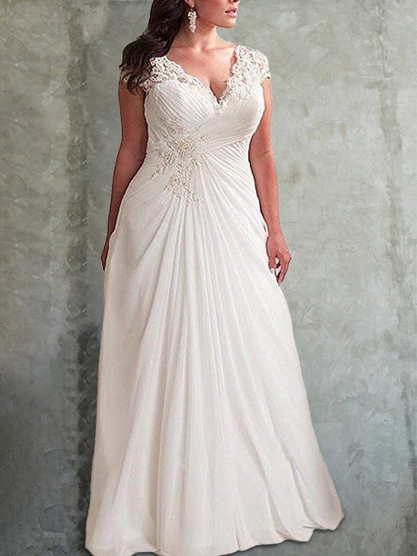 Sweep/Brush Plus Lace Sleeveless Chiffon Sweetheart Train Empire Size Wedding Dresses