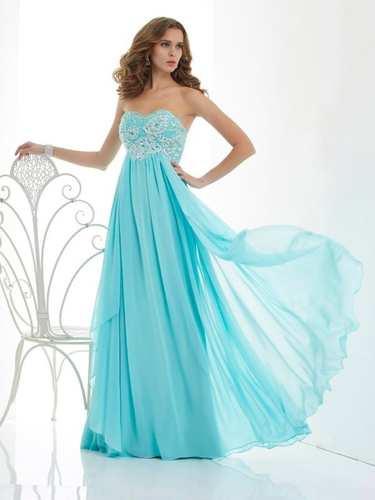 Sleeveless Beading Sweetheart A-Line/Princess Long Chiffon Dresses