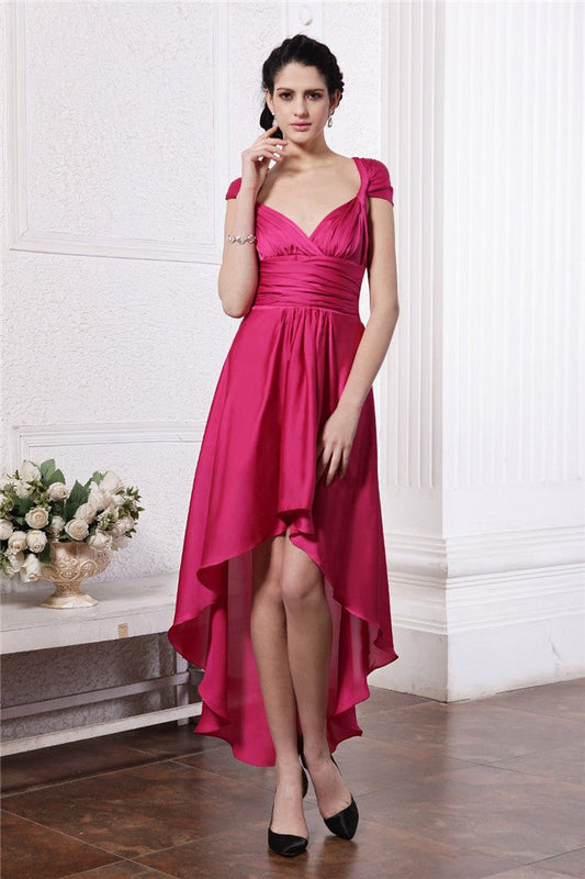 Sheath/Column Homecoming Dresses Pleats High Low Chiffon Straps Damask Cocktail Lilith Dresses