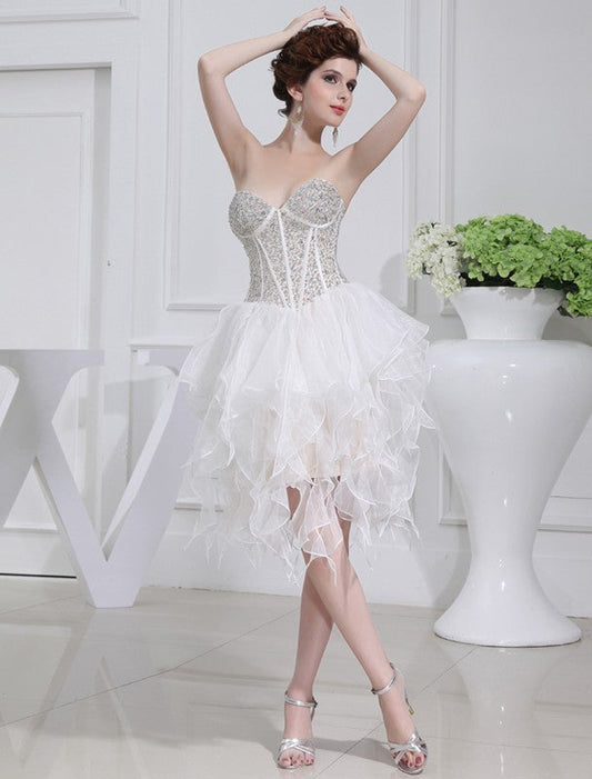 A-Line/Princess Homecoming Dresses Beading Sweetheart Sleeveless Short Organza Lorelei Cocktail Dresses