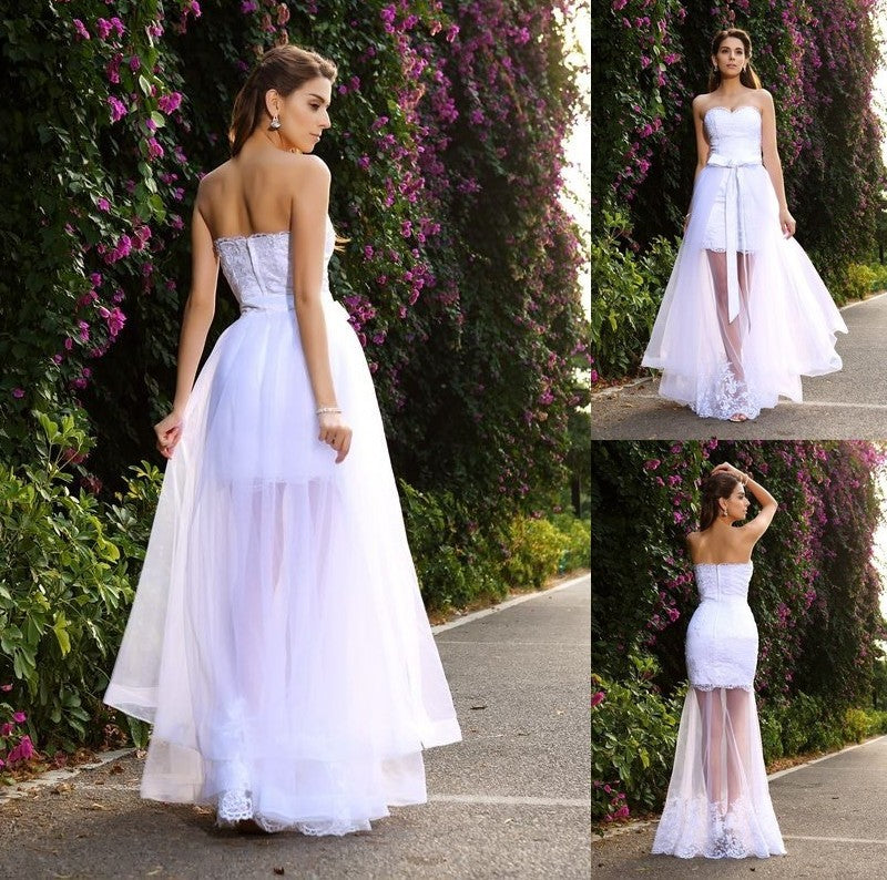 Applique Sweetheart Trumpet/Mermaid Long Sleeveless Tulle Wedding Dresses