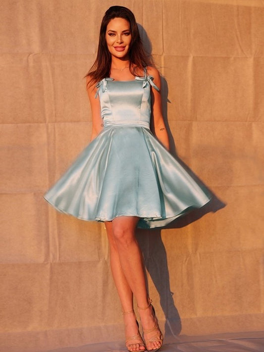 Spaghetti Ruffles Straps A-Line/Princess Sleeveless Short/Mini Homecoming Dresses