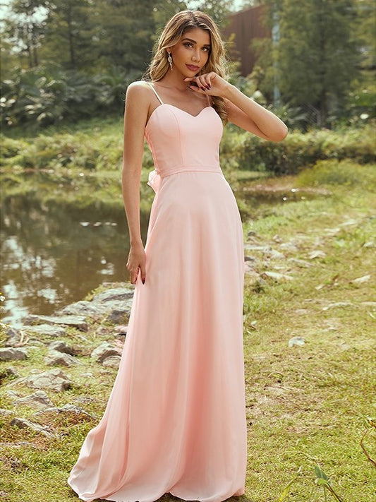 Sash/Ribbon/Belt A-Line/Princess Chiffon Sleeveless Sweetheart Floor-Length Bridesmaid Dresses