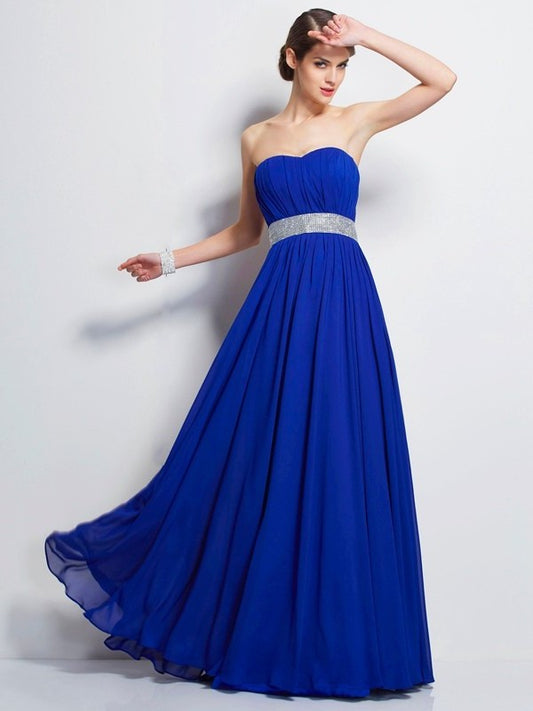 Empire Beading Sleeveless Sweetheart Long Chiffon Dresses