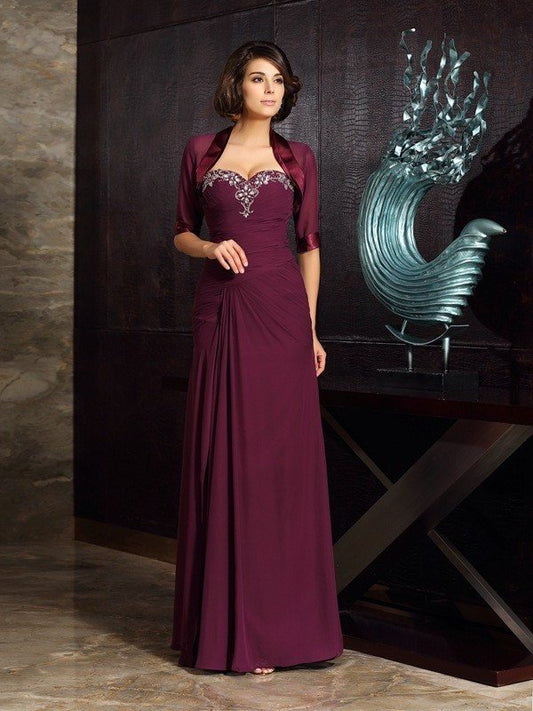 Sweetheart of Sleeveless Mother Chiffon Beading Long Sheath/Column the Bride Dresses