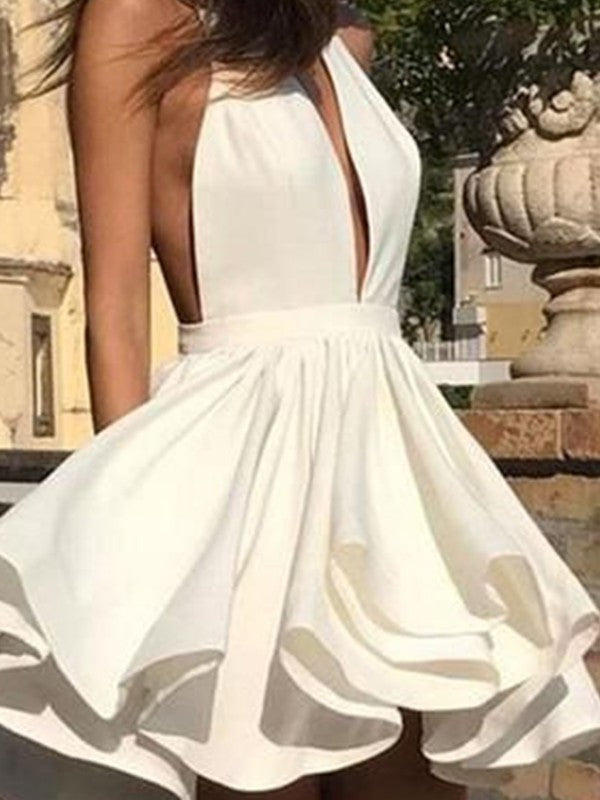 A-Line/Princess Ruffles Sleeveless Halter Chiffon Short/Mini Homecoming Dresses