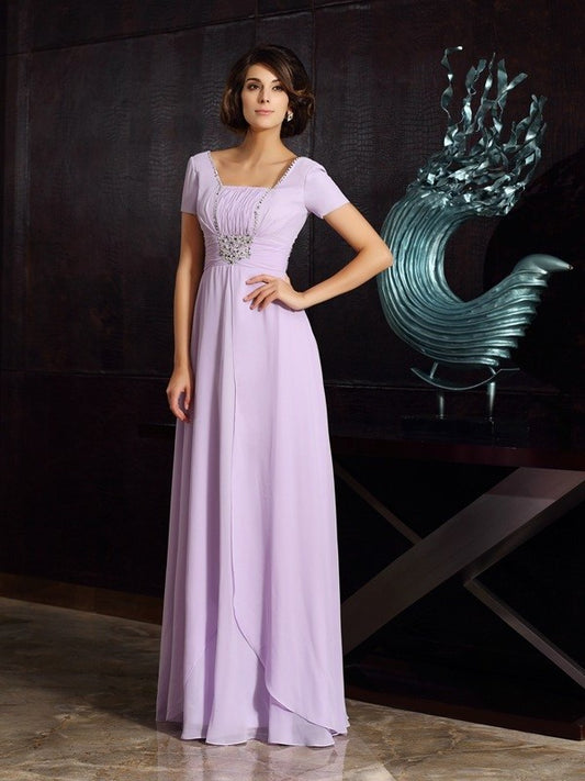 Square Mother Sleeveless Long Beading Chiffon A-Line/Princess of the Bride Dresses