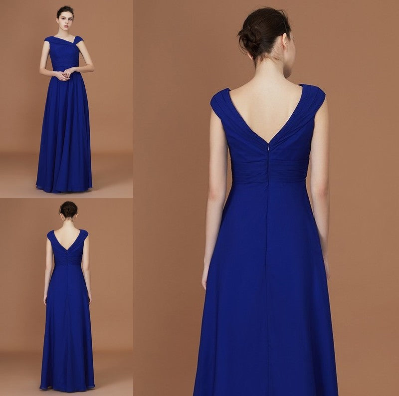 V-neck Sleeveless Floor-Length Chiffon A-Line/Princess Ruffles Bridesmaid Dresses