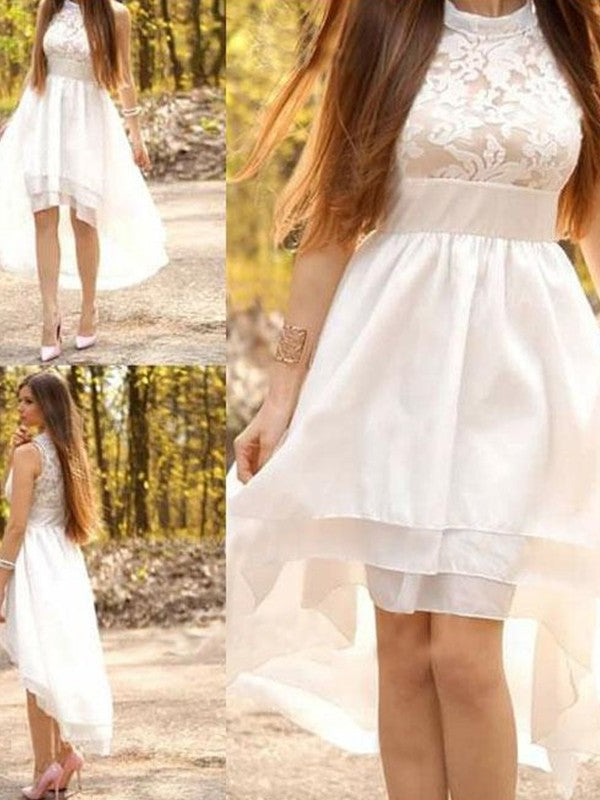 A-Line/Princess Chiffon Halter Ruched Asymmetrical Sleeveless Wedding Dresses