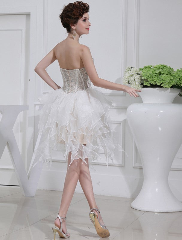 A-Line/Princess Homecoming Dresses Beading Sweetheart Sleeveless Short Organza Lorelei Cocktail Dresses