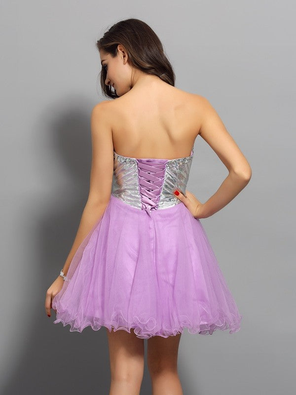 Homecoming Dresses A-Line/Princess Sweetheart Ruffles Stacy Sleeveless Short Organza Cocktail Dresses