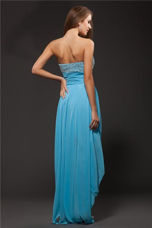 Homecoming Dresses A-Line/Princess Sweetheart Skyla Beading Sleeveless High Low Chiffon Cocktail Dresses