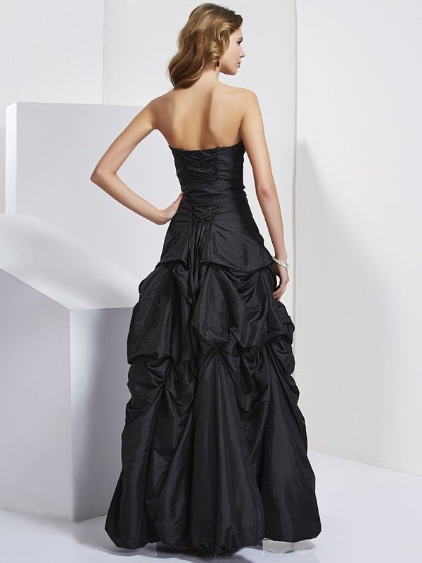 Strapless Bowknot Sleeveless Sheath/Column Long Taffeta Dresses