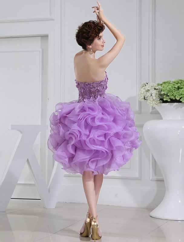 A-Line/Princess Beading Sweetheart Katie Sleeveless Short Organza Homecoming Dresses Cocktail Dresses