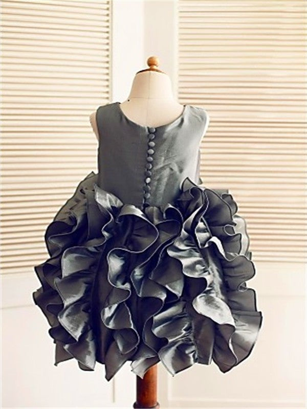 Sleeveless Tea-Length Straps Ruffles Ball Tulle Gown Flower Girl Dresses