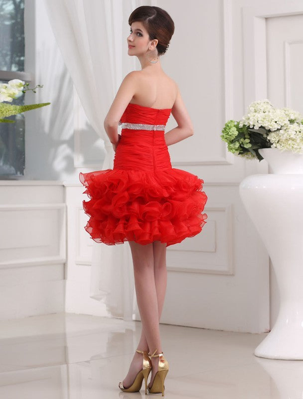 A-Line/Princess Beading Sweetheart Sleeveless Short Organza Cocktail Homecoming Dresses Lorelai Dresses