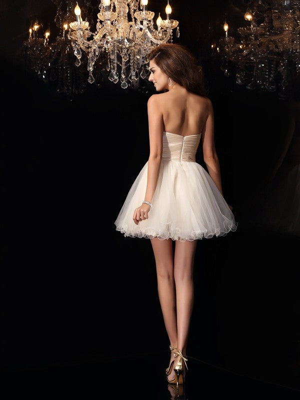 A-Line/Princess Sweetheart Beading Sleeveless Short Homecoming Dresses Chiffon Cocktail Alexis Dresses