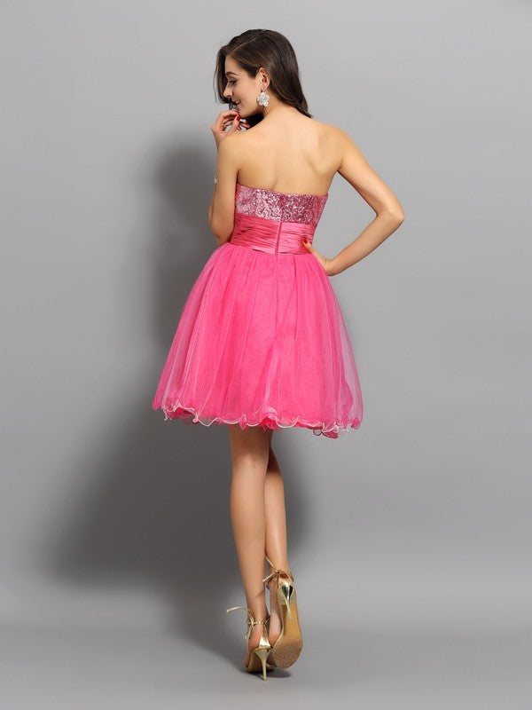 A-Line/Princess Sweetheart Homecoming Dresses Ruffles Sofia Sleeveless Short Net Cocktail Dresses