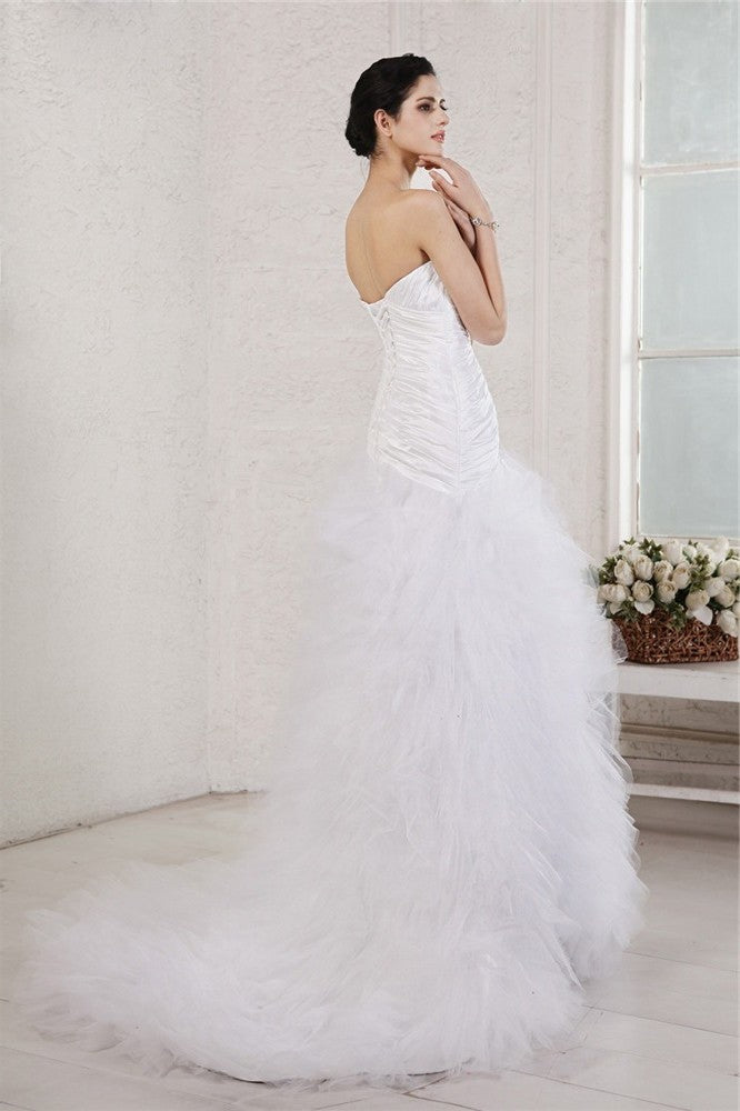 Sweetheart Long Applique Taffeta A-Line/Princess Sleeveless Net Wedding Dresses