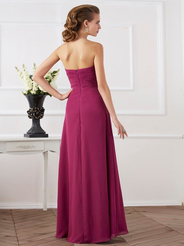 Sheath/Column Sweetheart Sleeveless Long Chiffon Dresses