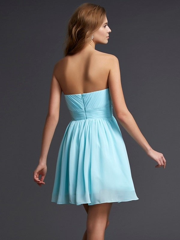 Beading Sleeveless Short Sweetheart A-Line/Princess Chiffon Homecoming Dresses