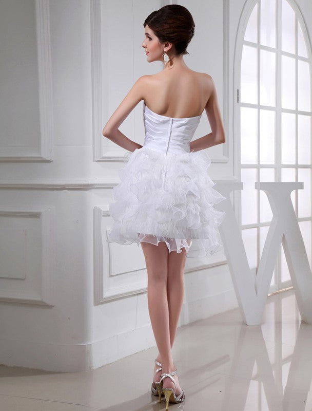 A-Line/Princess Beading Alula Sweetheart Homecoming Dresses Sleeveless Short Satin Organza Cocktail Dresses