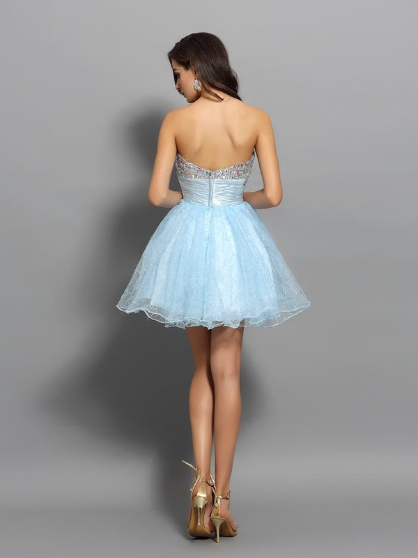 Homecoming Dresses A-Line/Princess Sweetheart Beading Nataly Sleeveless Short Chiffon Cocktail Dresses