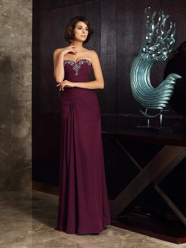 Sweetheart of Sleeveless Mother Chiffon Beading Long Sheath/Column the Bride Dresses