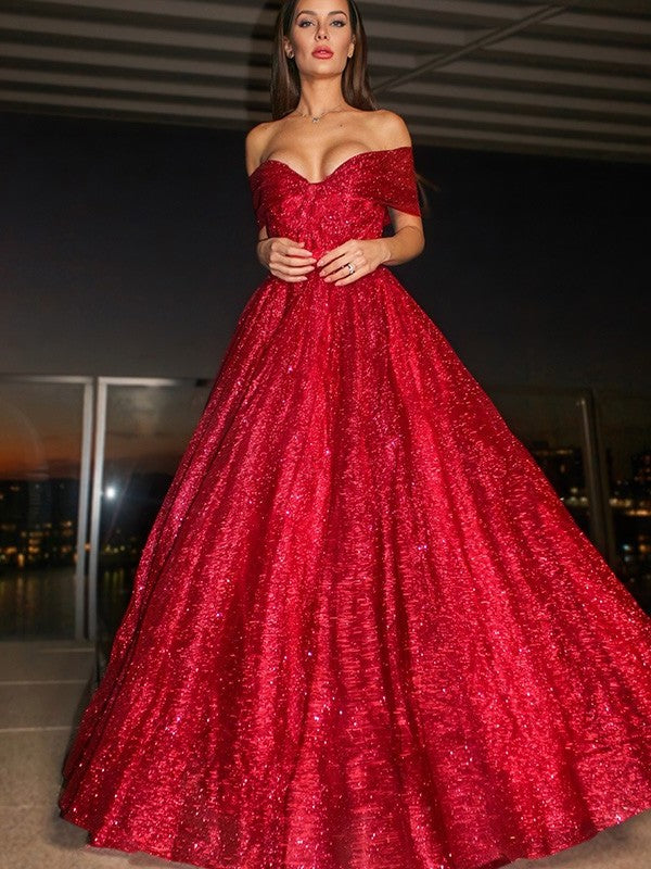 Satin Gown Sleeveless Ball Off-the-Shoulder Ruffles Floor-Length Dresses