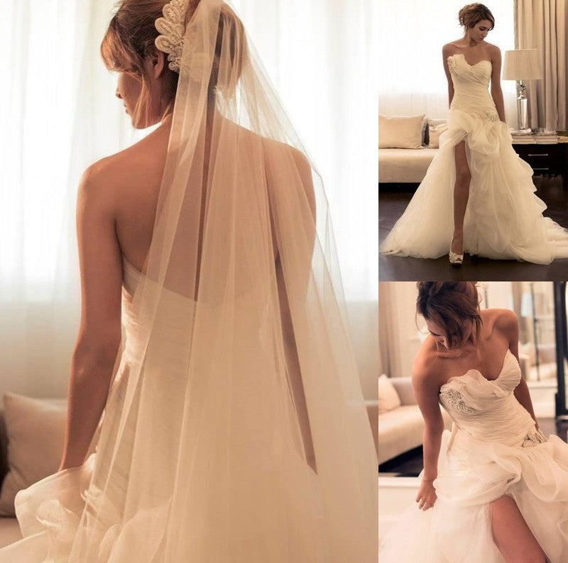 Organza Sweetheart Ball Sweep/Brush Beading Sleeveless Gown Train Wedding Dresses